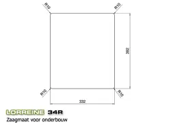 Lorreine 34R Luxe rustfrit stål vask 34x40cm planmontering undermontering og overmontering 1150178226