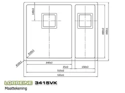 Lorreine 3415VK Eksklusiv halvanden rustfrit stål vask 3415 cm planlimning undermontering og topmontering 1150178269