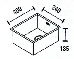 ABK Bingara rustfrit stål vask 34x40cm planlimning underlimning og overlimning 34FVI
