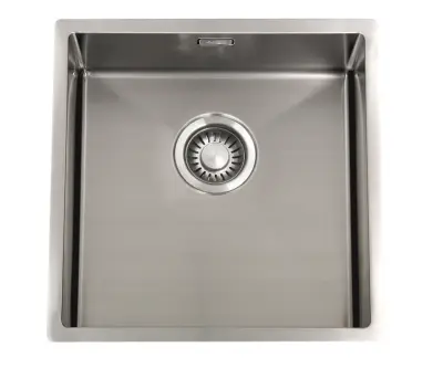ABK Bingara lav, handicappet venlig rustfri stålvask 10 cm dyb 40x40 cm til planlimning, underbygning og overbygning BIN4010FVI