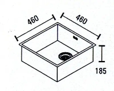 ABK Bingara firkantet rustfrit stål vask 46x46cm planforsænket underbygning og overbygning BIN46FVI