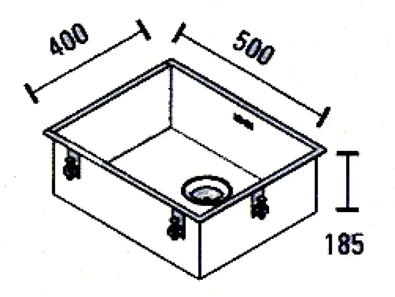 ABK Bingara rustfri stålvask 50x40 cm planlimning undermontering og overmontering BIN50FVI