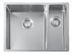 ABK Bingara 1,5 rustfri stålvask 34x40+15x40 cm planlimning underlimning og overlimning BIN3415FVI