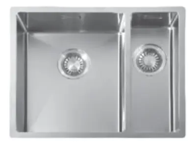 ABK Bingara 1,5 rustfri stålvask 34x40+15x40 cm planlimning underlimning og overlimning BIN3415FVI