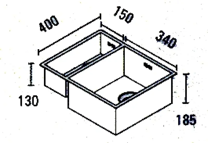 ABK Baronga halvanden 1,5 rustfrit stål vask 15x40+34x40 cm Planlimning undermontering og overmontering BAR1534FVI