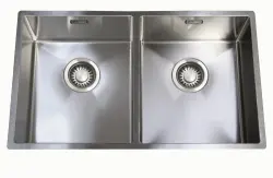 ABK Bingara dobbelt rustfrit stål vask 34x40+34x40 cm planlimning underlimning og pålimning BIN3434FVI