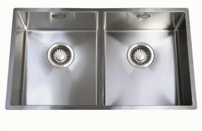 ABK Bingara dobbelt rustfrit stål vask 34x40+34x40 cm planlimning underlimning og pålimning BIN3434FVI