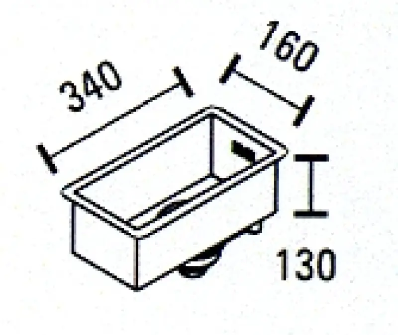ABK Baronga lille rustfri stålvask 16x34 cm til planlimning, underlimning og nedfældning BAR16FVI
