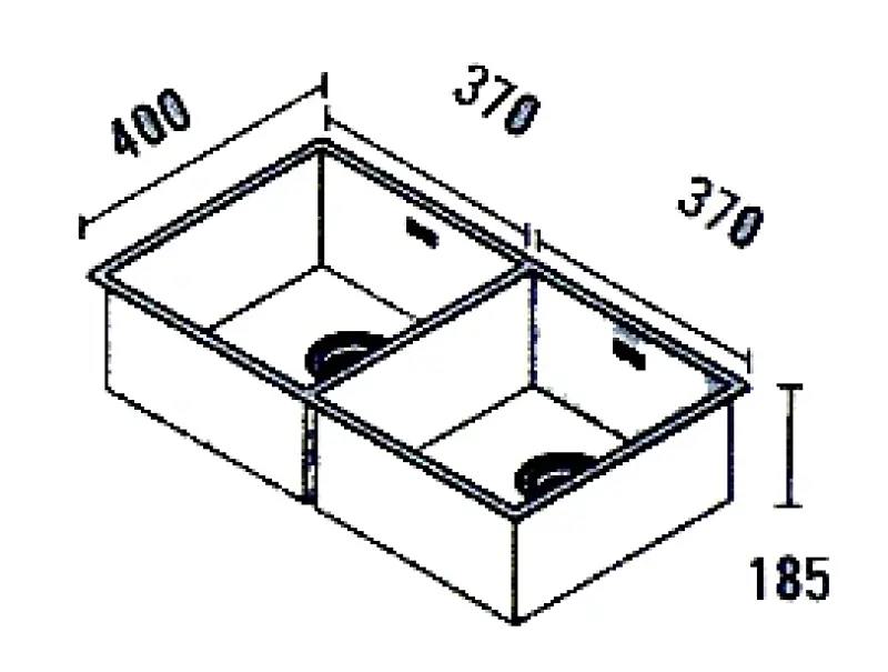 ABK Baronga stor dobbelt vask i rustfrit stål 37x40+37x40 cm planmontering undermontering og overmontering BAR3737FVI