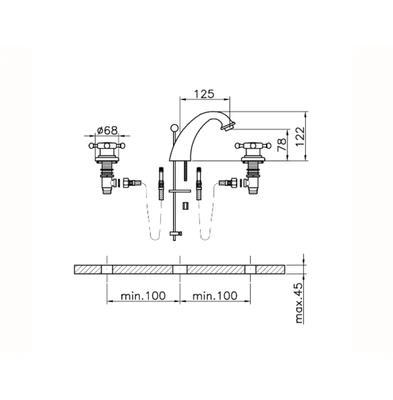 Huber Victorian 3-huls håndvaskarmatur Bronze VT00101027