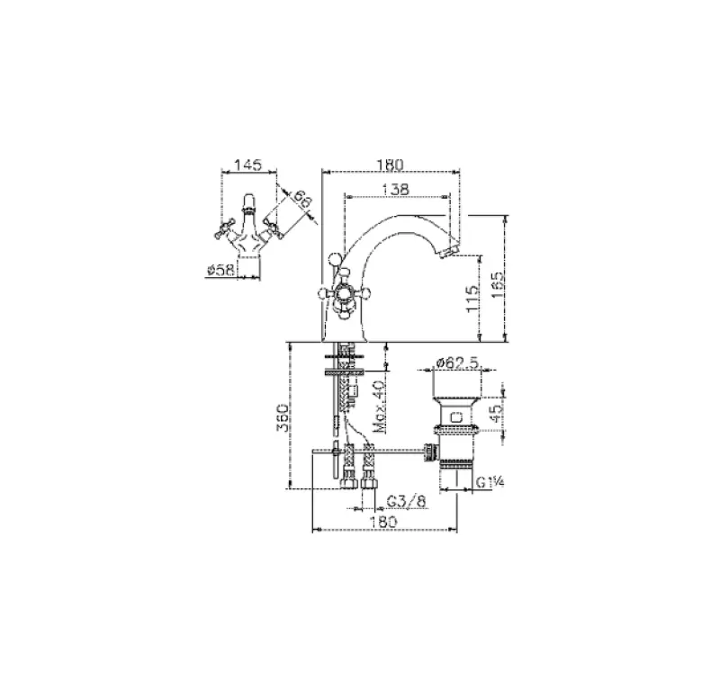 Huber Victorian Vandhanebatteri i Bronze VT00051027