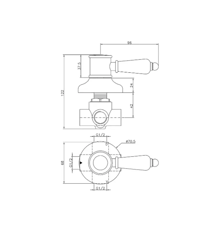 Huber Victorian 2-vejs Omstiller Rustfrit Stål 653.VT01H.NS