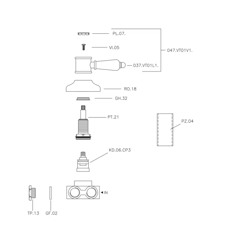 Huber Victorian 3-vejs Omstiller Guld VT0002702G