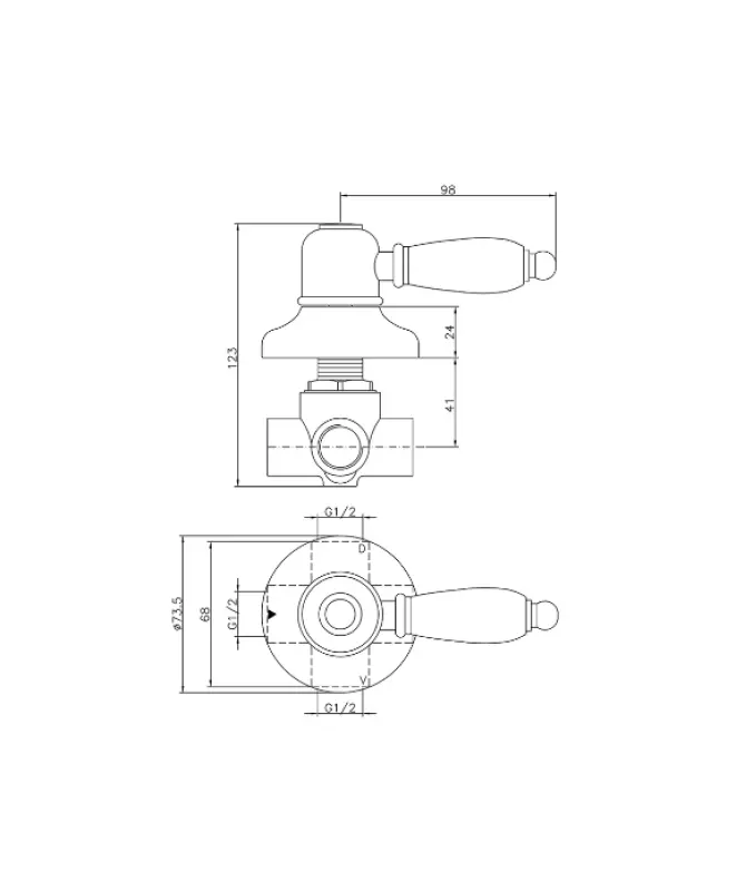 Huber Croisette Omskifterventil Bronze 1/2 653.CS01H.BA
