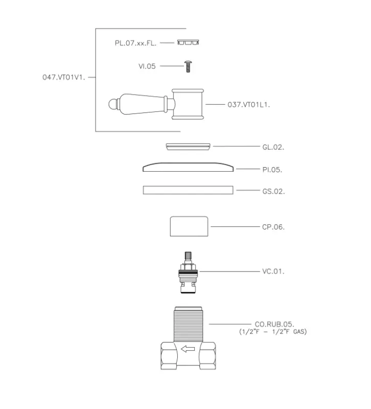 Huber Victorian indbygning Stopventil Bronze VT00031027