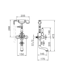 Huber Croisette brusearmatur med termostat i bronze 198.CS01H.BA