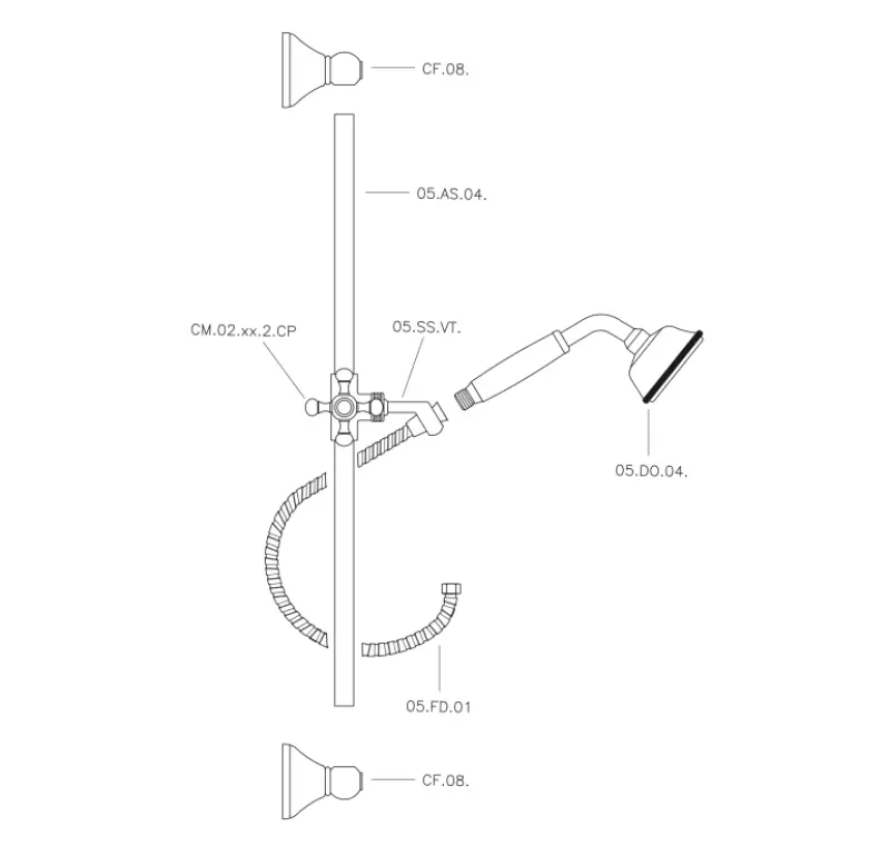 Huber Victorian Glidestangssæt Rustfrit Stål 62.03H.AC