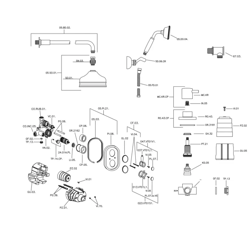 Huber Victoriana Termostatisk Indbygget Brusesæt Rustfrit Stål 913.VT01H.AC