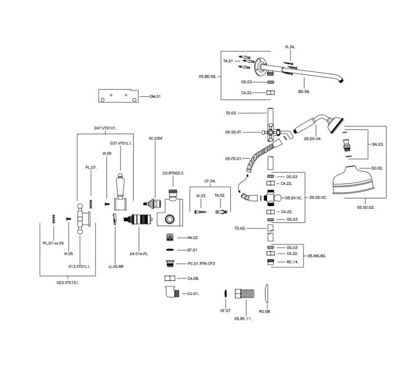 Huber Victorian Termostatisk Brusesæt 20 cm Guld 590.VT21H.AG
