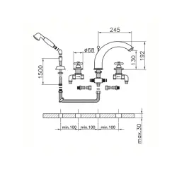 Huber Croisette 4-huls Badekran Bronze CS00026027