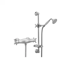 Huber Victorian Termostatisk Bruserarmatur med glidestangsæt RVS VTS010102A