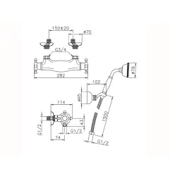 Huber Victorian Termostatisk Brusehane med håndbruser Krom VTD0101021