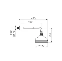 Huber Nostalgiske Regnbruser 15 cm brusehoved krom med vægarm 611.01H.CR