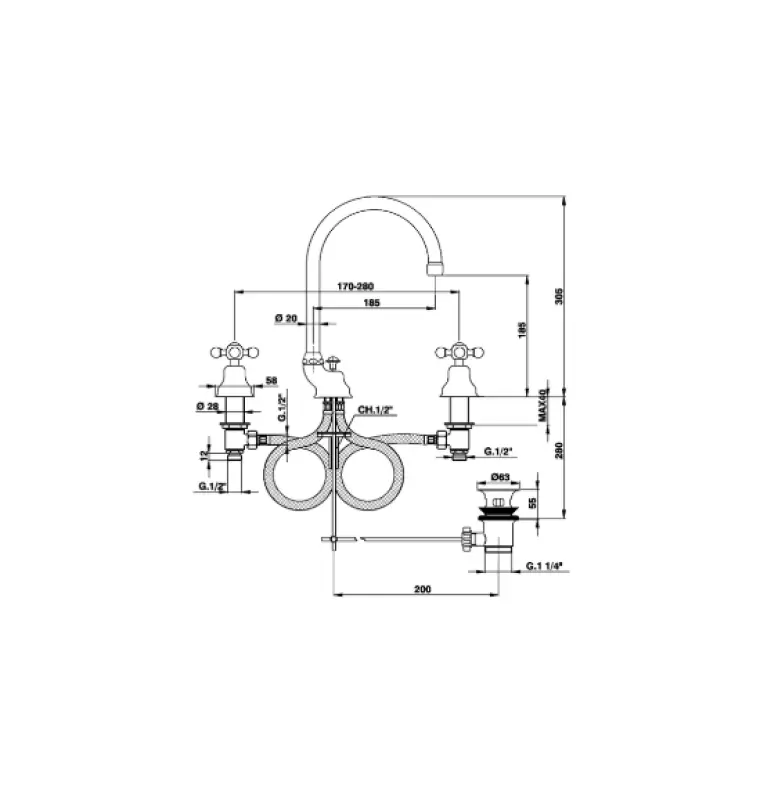 Cisal Arcana Keramiske Vaskarmatur 3-huls Krom AC00106021