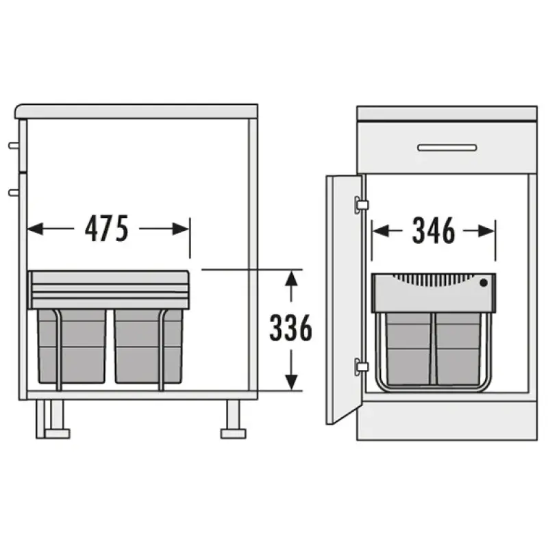 Hailo Tandem S 3 Affaldsspand 1x18+2x8,5ltr 1153449232