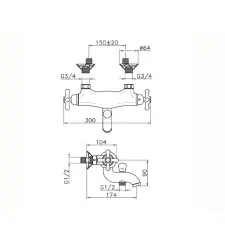 Huber Croisette Termostatisk Brusearmatur Krom/Guld CST270107G
