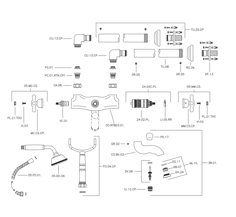 Huber Croisette Badekran på Søjle Guld CST390102G