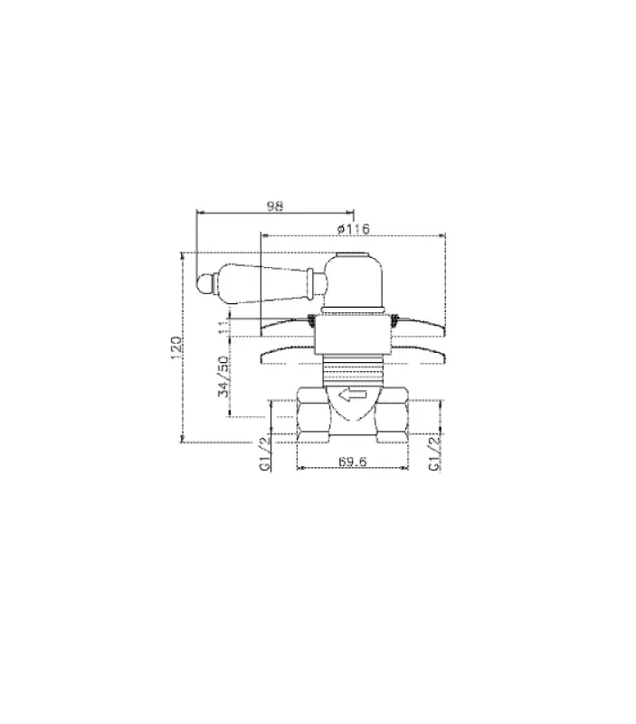 Huber Croisette Indbygnings Stopventil Guld CS0003102G