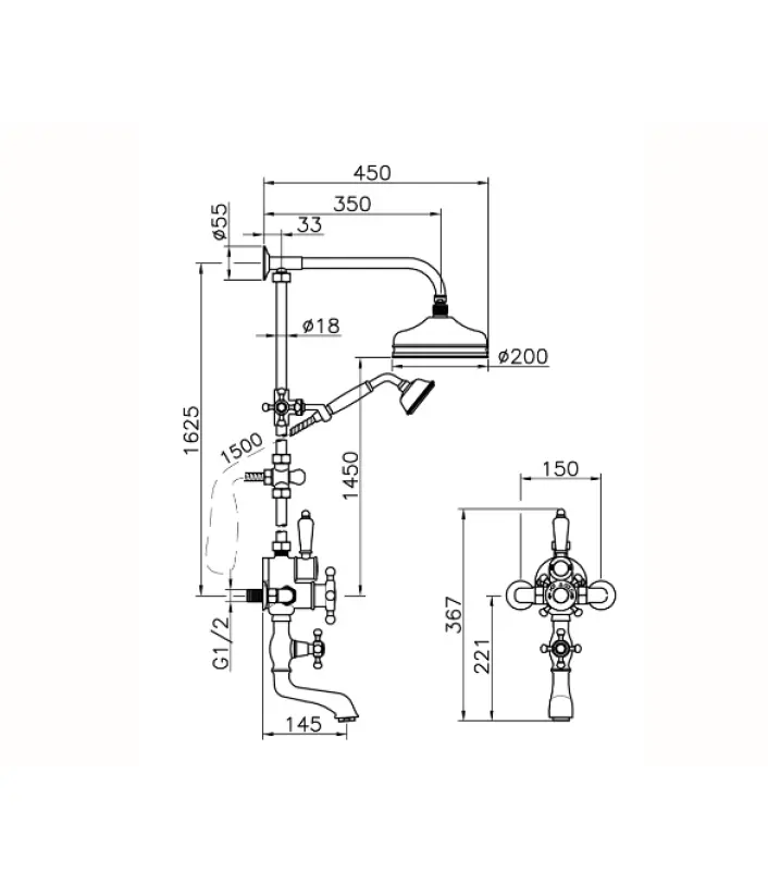 Huber Victorian Termostatisk Brusersæt Krom 592.VT21H.CR