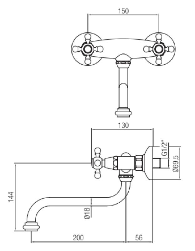 PB Nostalgisk køkkenhane Classic C væghane Bronze 10.2722
