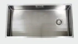 ABK Bingara Ekstra stor rustfrit stål vask 80x40cm med asymmetrisk afløb til underbygning, overbygning og planmontering BIN80LFVI