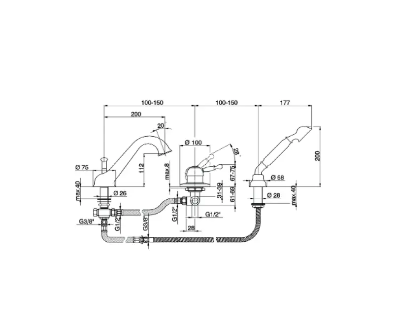 Cisal Arcana Royal Badekran Badekarsmontering Gammel Kobber AY00126026