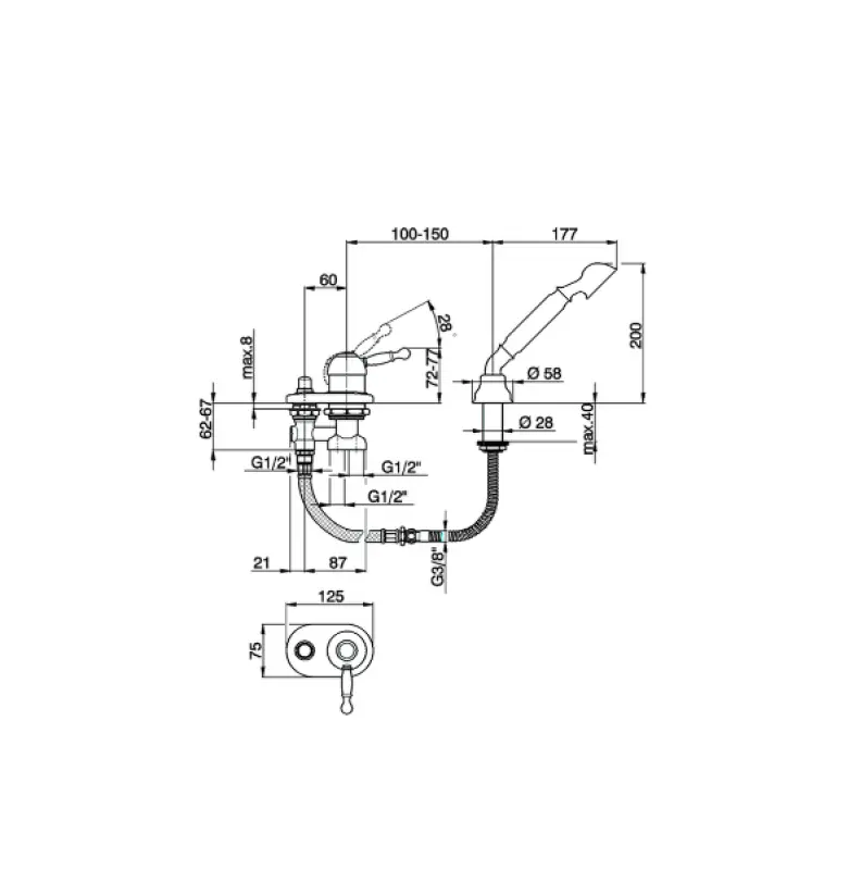 Cisal Arcana Royal Badekararmatur til badekarkant Guld AY00129024