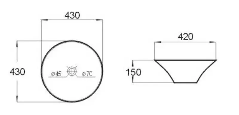 Blusani Cera Keramisk påsætningshåndvask, 43 cm, hvid, BC204511