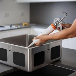 Zuurfri Silikone Lim til montering af underlimmede rustfri stålvasker