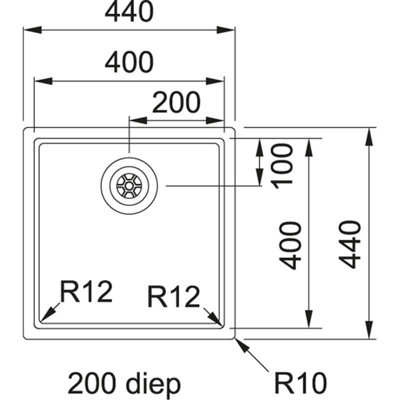 Franke Bolero Plus R12 BXX 110-40 rustfrit stål vask undermonteret 40x40cm 122.0576.355