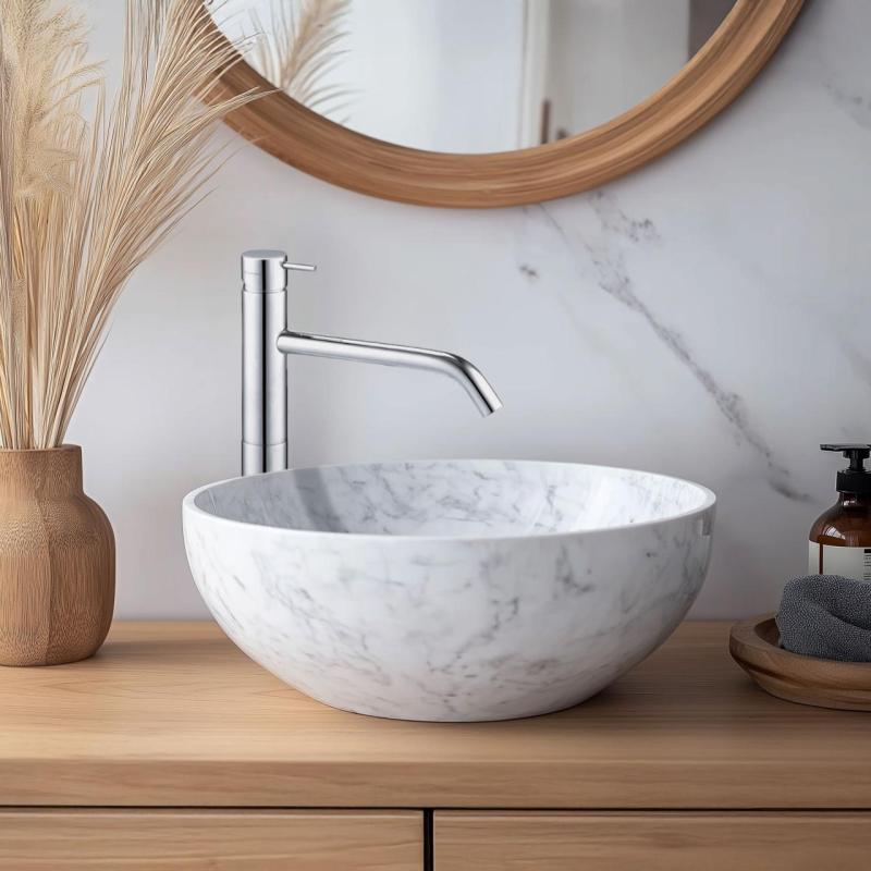 Waterevolution Flow håndvaskarmatur med høj udløb til håndvaske, inkl. klikprop, krom T11501