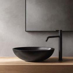 Waterevolution Flow høj håndvaskarmatur til vaskeskåle inkl. click waste mat sort T115PR