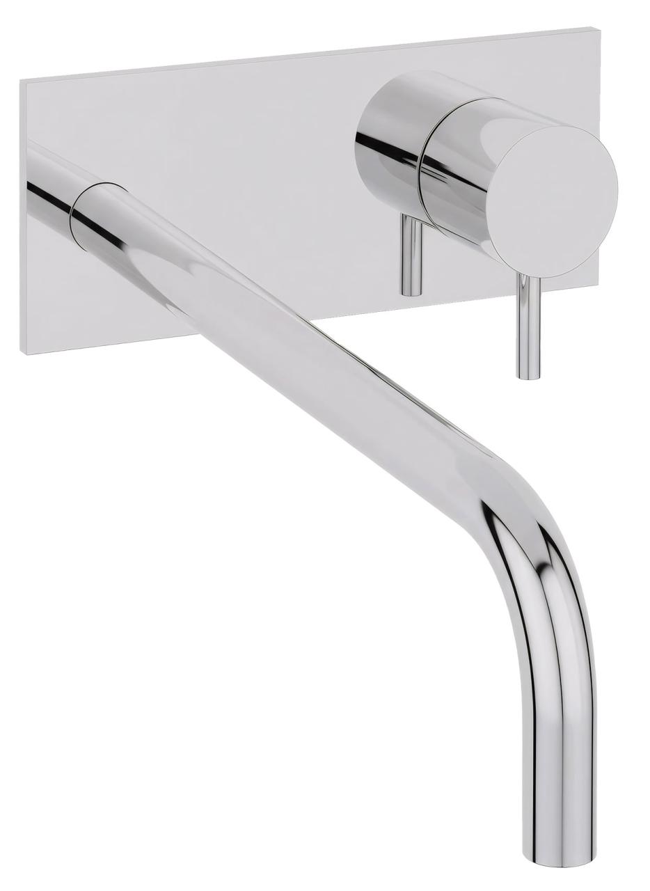 Waterevolution Flow indbygget håndvaskarmatur med dækplade krom med tud 25cm T1161B01-25
