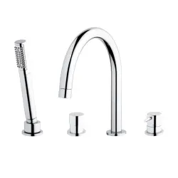 Waterevolution Flow 4-huls badarmatur til montering på badekar kant Krom T13801