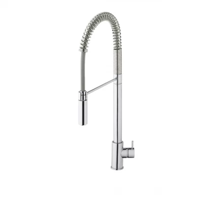 Waterevolution Flow semi-professionel køkkenarmatur i krom med søjle og fjeder T15701