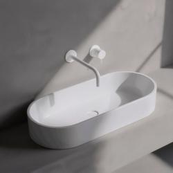 Waterevolution Flow indbygget håndvaskarmatur mat hvid med tud 25 cm T116BBR-25