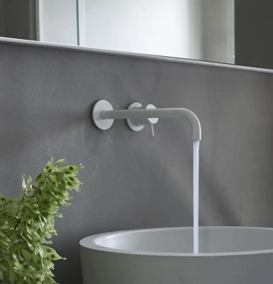 Waterevolution Flow indbygget håndvaskarmatur, mat hvid med udløb 25 cm T116BBR-25