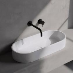 Waterevolution Flow indbygget håndvaskarmatur mat sort med tud 25cm T116BPR-25