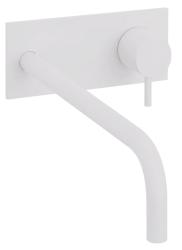 Waterevolution Flow indbygget håndvaskarmatur med afdækningsplade mat hvid med tud 25 cm T1161BBR-25
