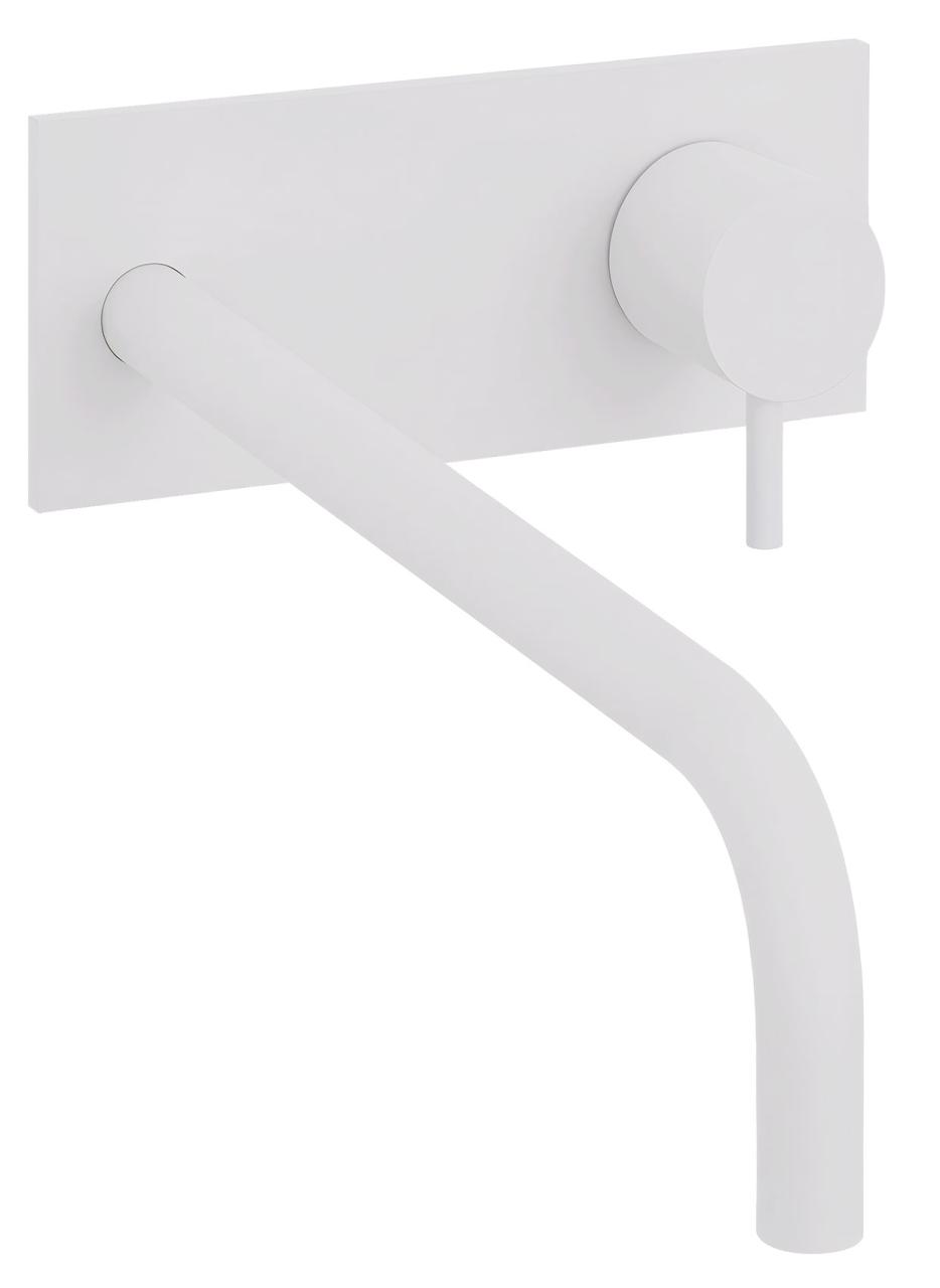 Waterevolution Flow indbygget håndvaskarmatur med afdækningsplade mat hvid med tud 25 cm T1161BBR-25